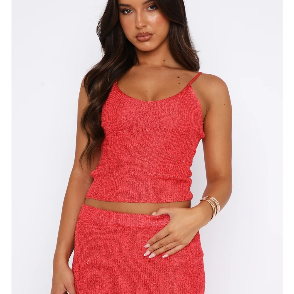 White Fox Love Galore Red Knit Skirt and Top Set NWT